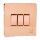 Varilight XDY3S.AC | Antimicrobial Copper Screwless Rocker Switch | XDY3SAC
