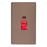 Brushed Bronze Screwless Urban Cooker Switch 45A with Neon (Vertical Twin Plate)