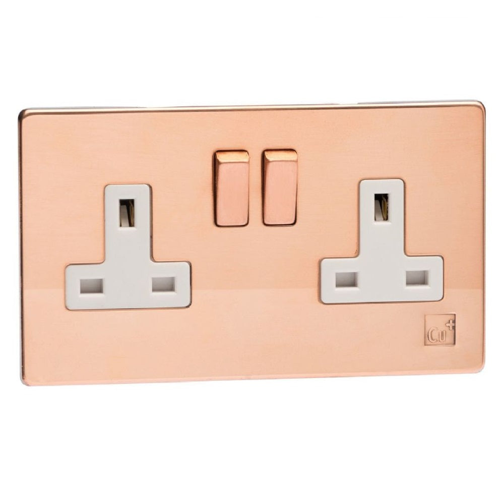 Varilight XDY5WS.AC | Antimicrobial Copper Screwless Double Pole Socket | XDY5WSAC
