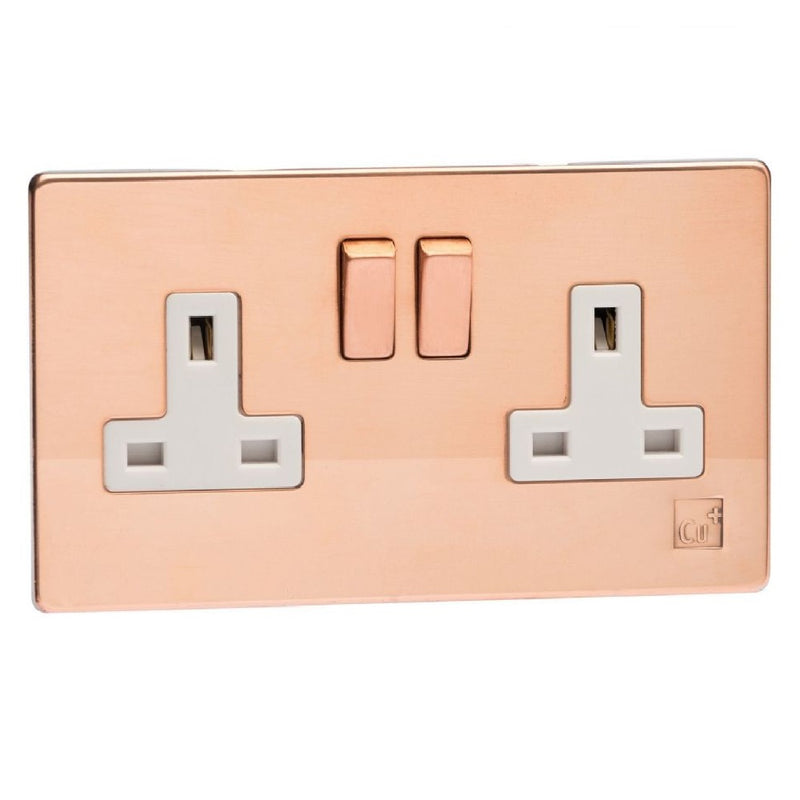 Varilight XDY5WS.AC | Antimicrobial Copper Screwless Double Pole Socket | XDY5WSAC