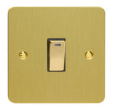 Brushed Brass Ultraflat 1 Gang 20A Double Pole Decorative Rocker Switch with Neon