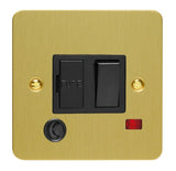 Brushed Brass Ultraflat 13A Switched Fused Spur with Neon & Flex Outlet Black Inserts