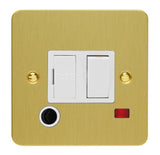 Brushed Brass Ultraflat 13A Switched Fused Spur with Neon & Flex Outlet White Inserts