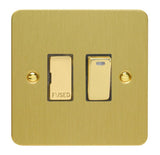 Brushed Brass Ultraflat 13A Decorative Switched Fused Spur with Neon