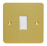 Brushed Brass Ultraflat 1 Gang 10A Retractive White Switch