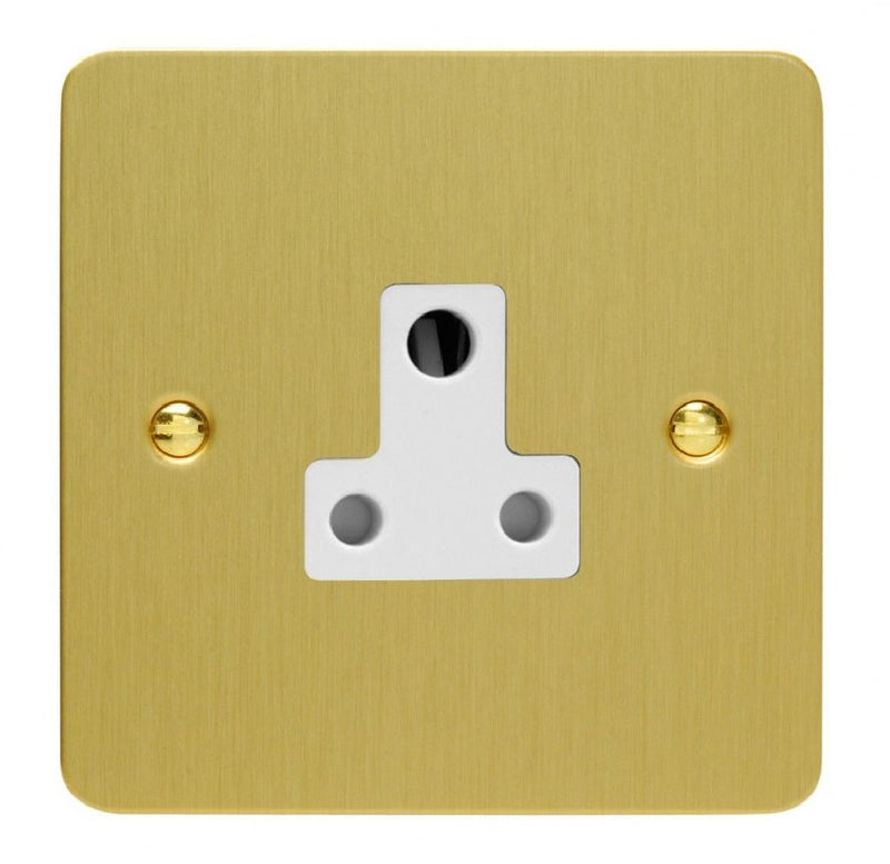 Varilight XFBRP5AW | Brushed Brass Ultraflat Round Pin Socket
