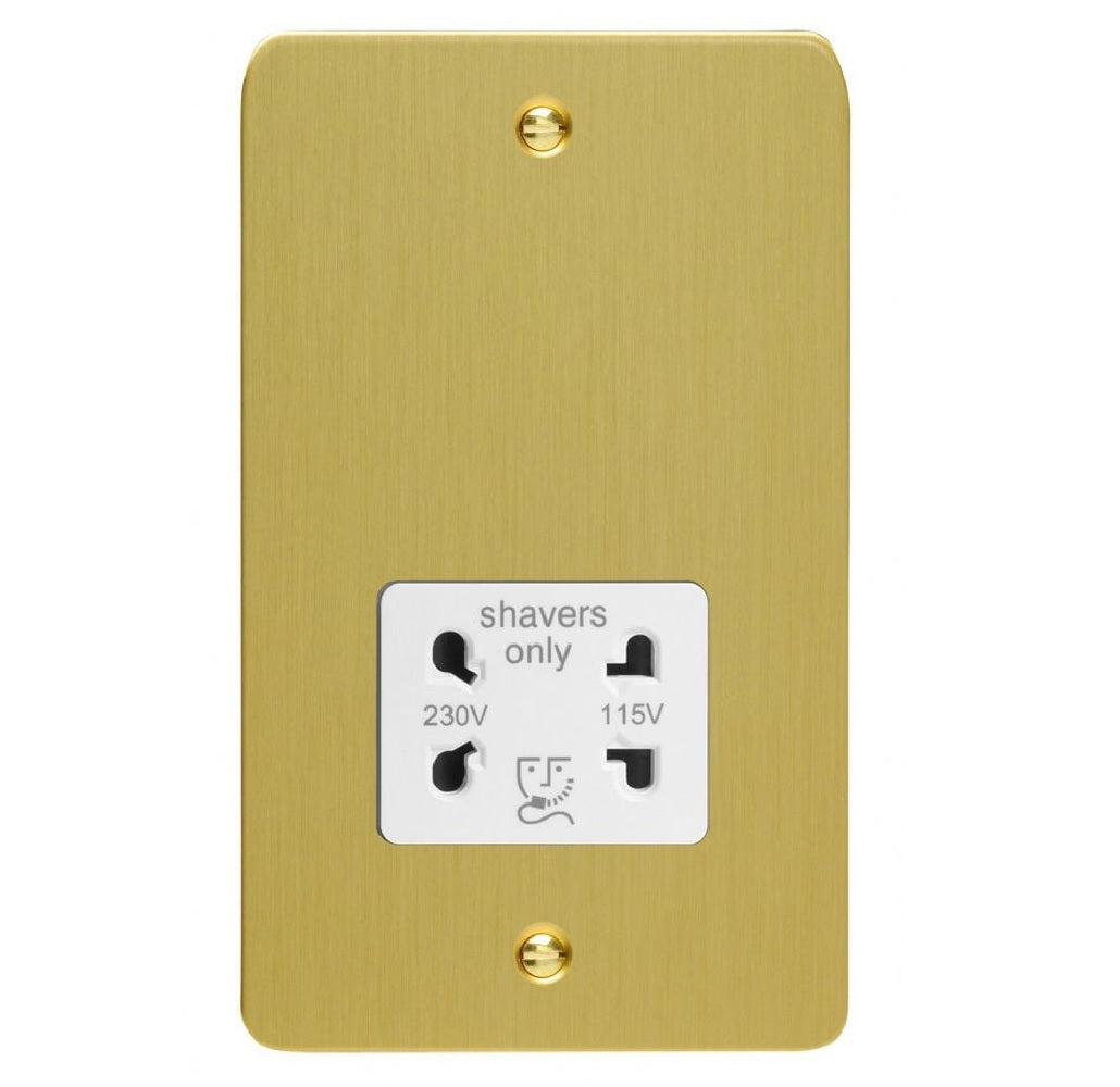 Varilight XFBSSW | Brushed Brass Ultraflat Shaver Socket