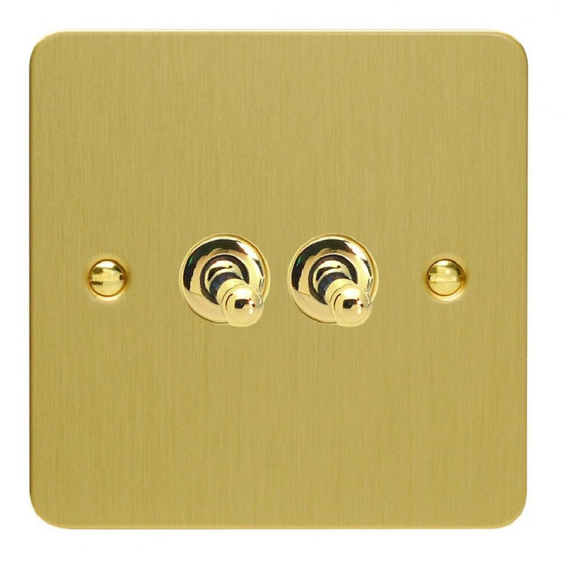 Varilight XFBT2 | Brushed Brass Ultraflat Toggle Switch