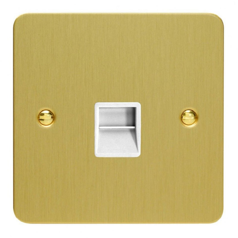 Varilight XFBTMW | Brushed Brass Ultraflat Telephone Socket