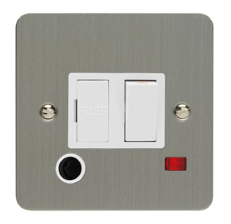 Varilight XFS6FONW | Brushed Steel Ultraflat Switched Fused Spur