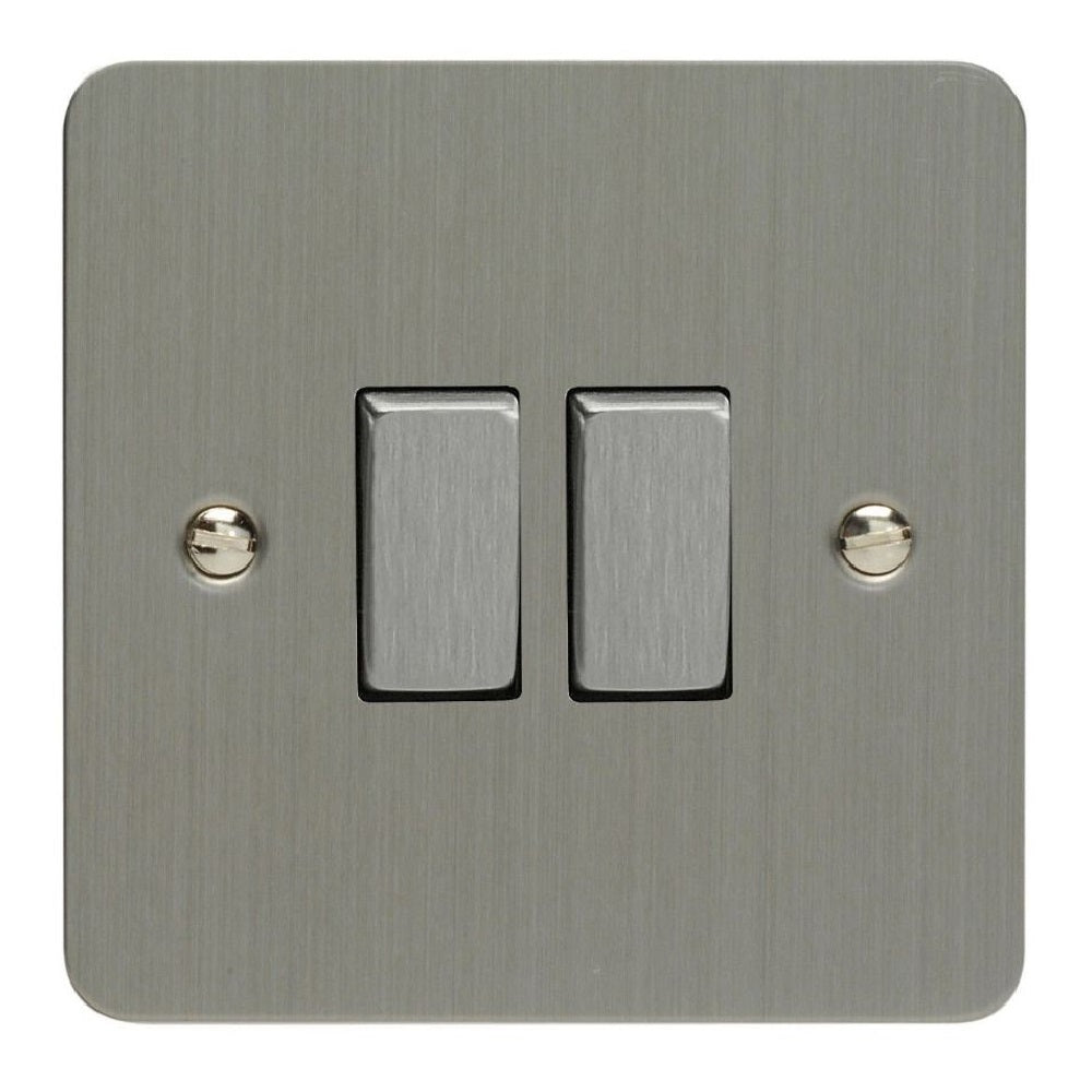 Varilight XFS77D | Brushed Steel Ultraflat Intermediate Switch
