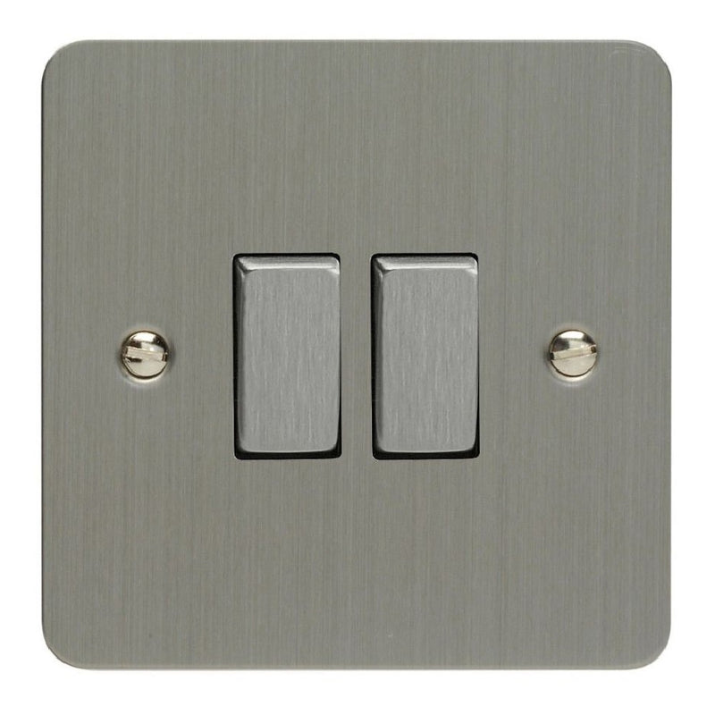 Varilight XFS77D | Brushed Steel Ultraflat Intermediate Switch