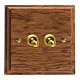 Medium Oak Kilnwood 2 Gang 10A 1 or 2 Way Decorative Toggle Switch