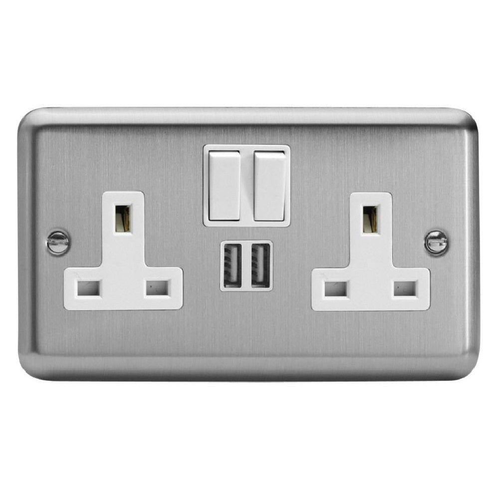 Varilight XS5U2SW | Matt Chrome Switched USB Socket