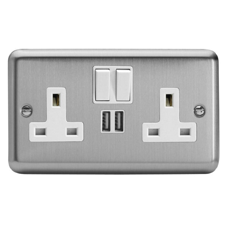 Varilight XS5U2SW | Matt Chrome Switched USB Socket