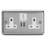 Varilight XS5U2SW | Matt Chrome Switched USB Socket