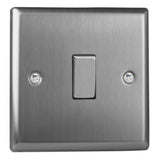 Brushed Steel Classic 1 Gang 10A 1 or 2 Way Decorative Rocker Switch