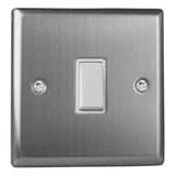 Brushed Steel Classic 1 Gang 10A 1 or 2 Way White Rocker Switch