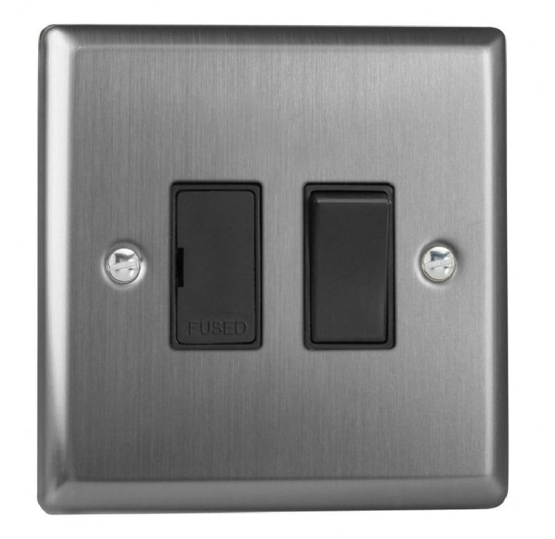 Varilight XT6B | Brushed Steel Classic Switched Fused Spur