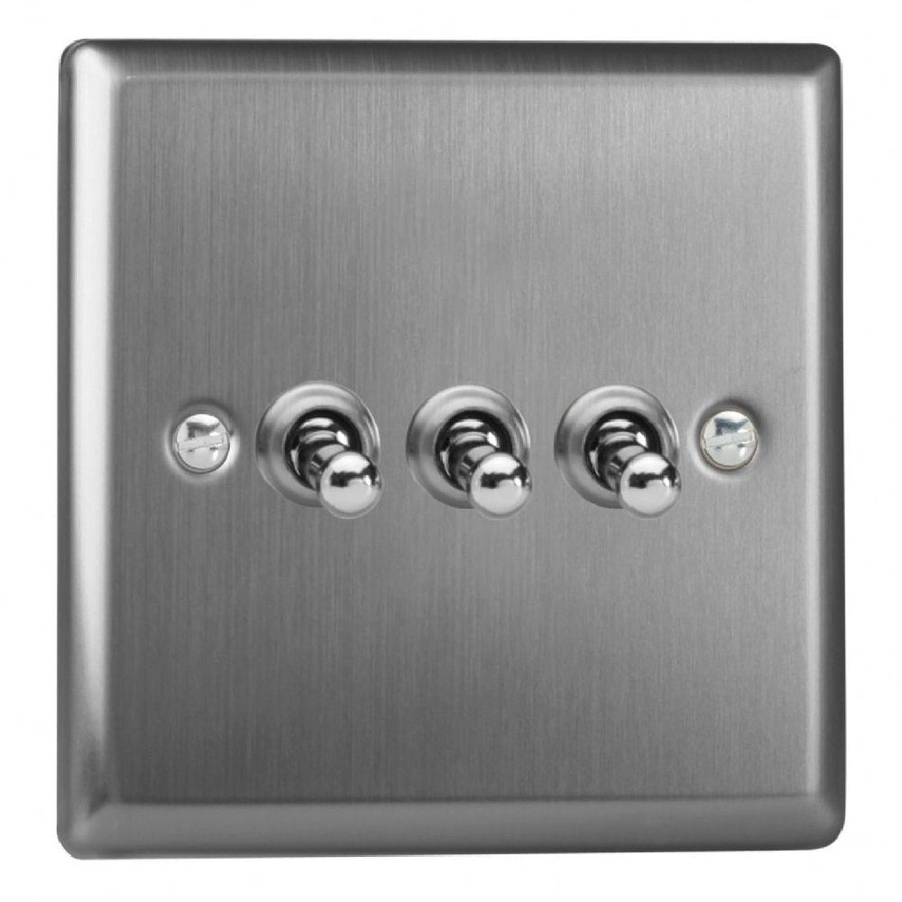 Varilight XTT3 | Brushed Steel Classic Toggle Switch