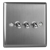 Varilight XTT3 | Brushed Steel Classic Toggle Switch