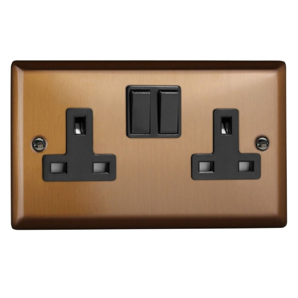 Varilight XY5B.BZ | Brushed Bronze Urban Double Pole Socket | XY5BBZ