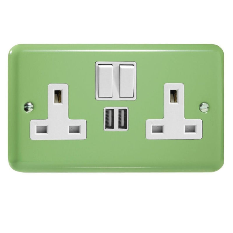 Varilight XY5U2SW.BG | Beryl Green Lily Switched USB Socket | XY5U2SWBG