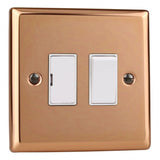 Polished Copper Urban 13A Switched Fused Spur White Inserts