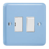Duck Egg Blue Lily 13A Switched Fused Spur White Inserts