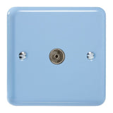 Duck Egg Blue Lily 1 Gang TV Socket Co Axial