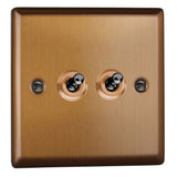 Brushed Bronze Urban 2 Gang 10A 1 or 2 Way Decorative Toggle Switch
