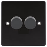 Matt Black Classic LED 2 Gang 1 or 2 Way Push On Off Decorative Dimmer Switch