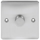 Brushed Chrome Classic LED 1 Gang 1 or 2 Way Push On Off Decorative Dimmer Switch