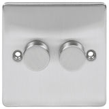 Brushed Chrome Classic LED 2 Gang 1 or 2 Way Push On Off Decorative Dimmer Switch