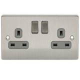 Niglon D-S132DPS-BCG | Brushed Chrome Classic Double Pole Switched Socket | DS132DPSBCG