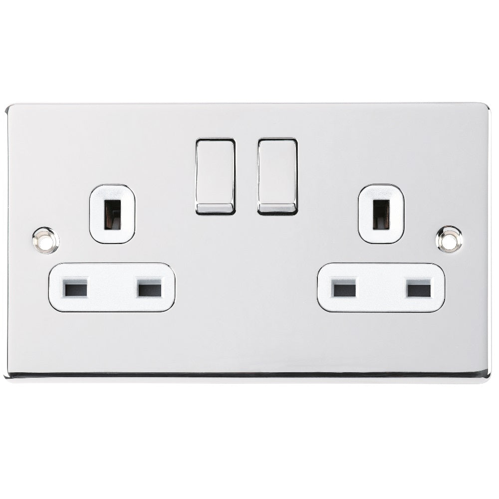 Niglon D-S132DPS-PCW | Polished Chrome Classic Double Pole Switched Socket | DS132DPSPCW