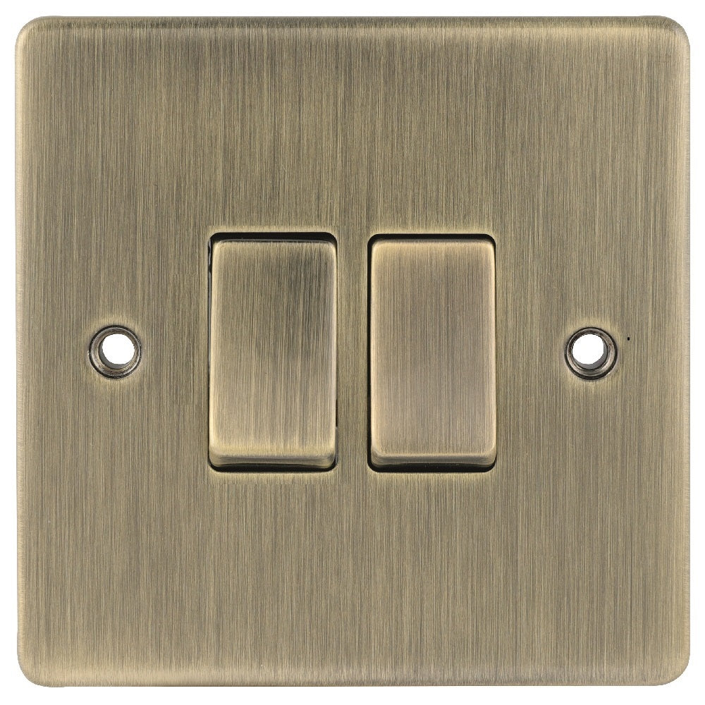 Antique Brass Classic 2 Gang 10A 1 or 2 Way Decorative Rocker Switch ...