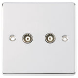 Polished Chrome Classic 2 Gang TV/FM Socket Co Axial Socket Isolated