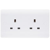 White 2 Gang 13A Unswitched Socket (Twin Plate)