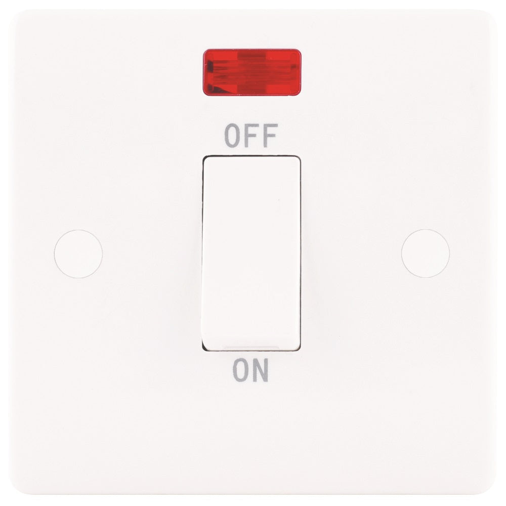 White 45A Double Pole Rocker Switch with Neon – The Switch Store