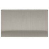 Brushed Chrome Screwless Double Blank Plate