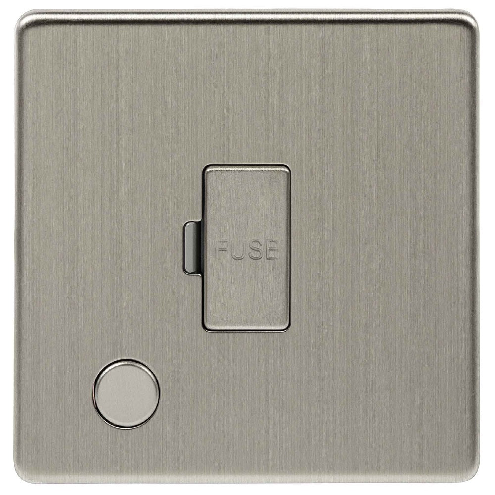 Niglon U-FS13FO-BC | Brushed Chrome Screwless Unswitched Fuse Spur Flex Outlet | UFS13FOBC