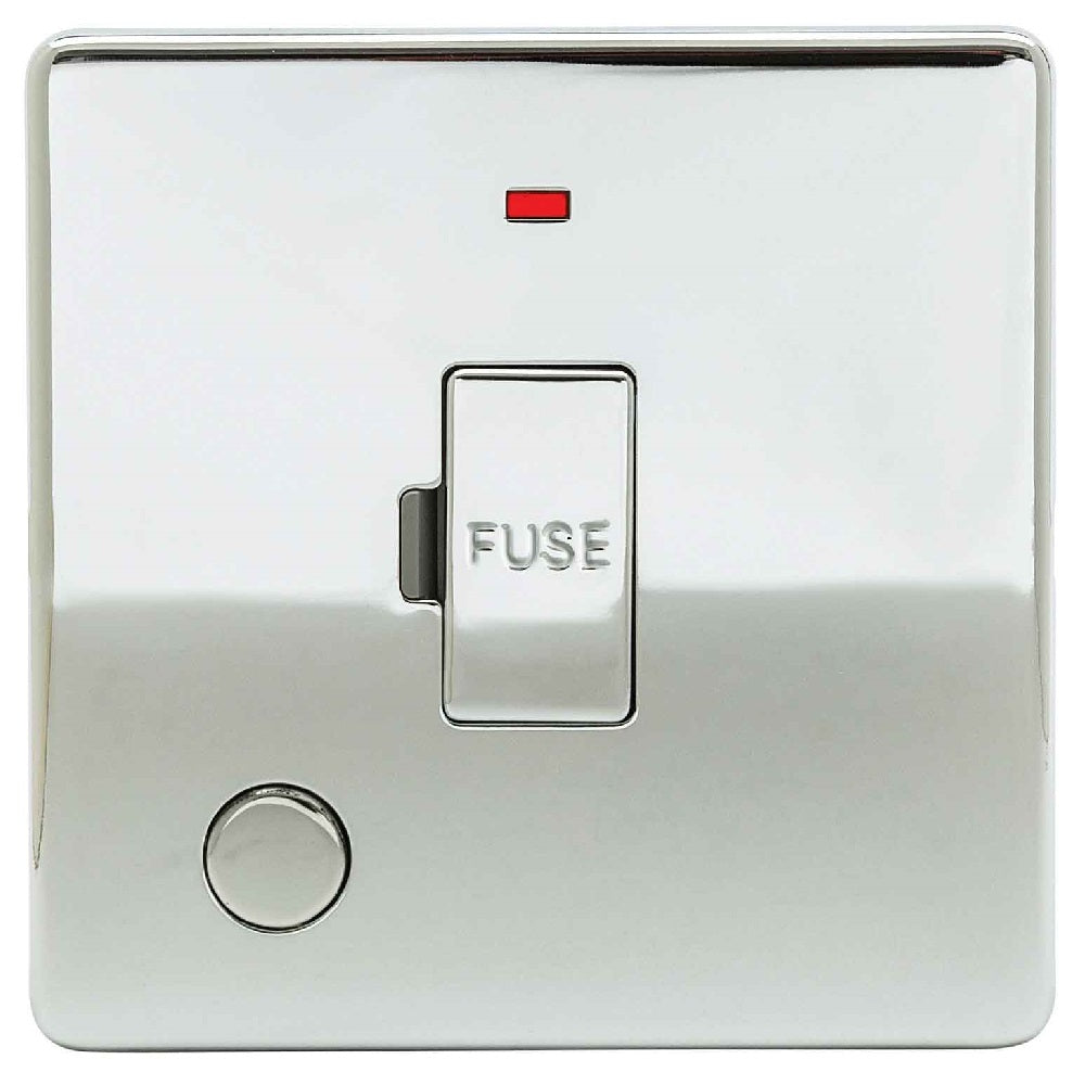 Niglon U-FS13NFO-PC | Polished Chrome Screwless Unswitched Neon Fuse Spur & Outlet | UFS13NFOPC