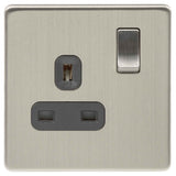 Niglon U-S131DPS-BC | Brushed Chrome Screwless Double Pole Switched Socket | US131DPSBC