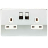 Niglon U-S132DPS-PCW | Polished Chrome Screwless Double Pole Switched Socket | US132DPSPCW