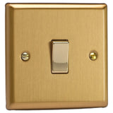 Brushed Brass Classic 1 Gang 10A 1 or 2 Way Decorative Rocker Switch