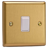Brushed Brass Classic 1 Gang 10A 1 or 2 Way White Rocker Switch