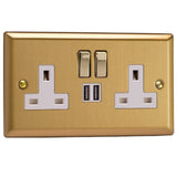 Varilight XB5U2SDW | Brushed Brass Classic Switched USB Socket