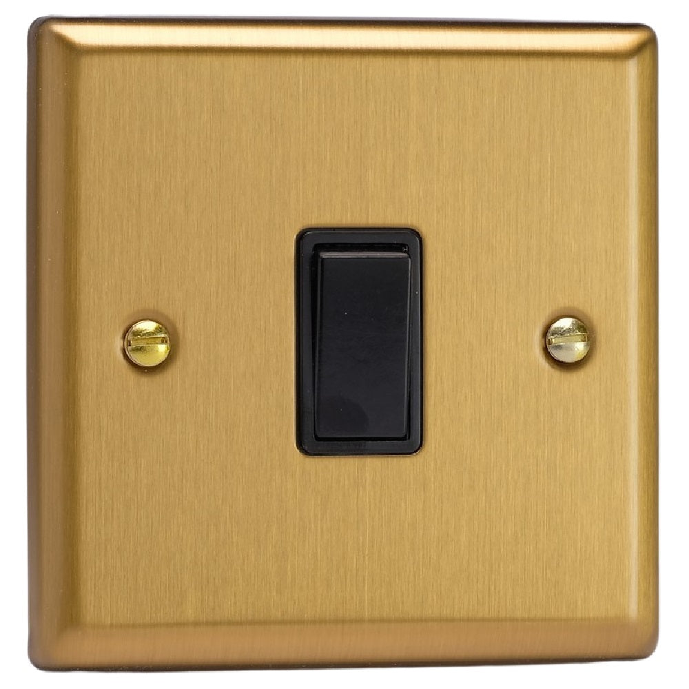 Bla Rocker Switch Brushed Brass Classic 1 Gang 10A Intermediate Black Rocker Switch – The ...