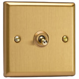 Brushed Brass Classic 1 Gang 10A 1 or 2 Way Decorative Toggle Switch
